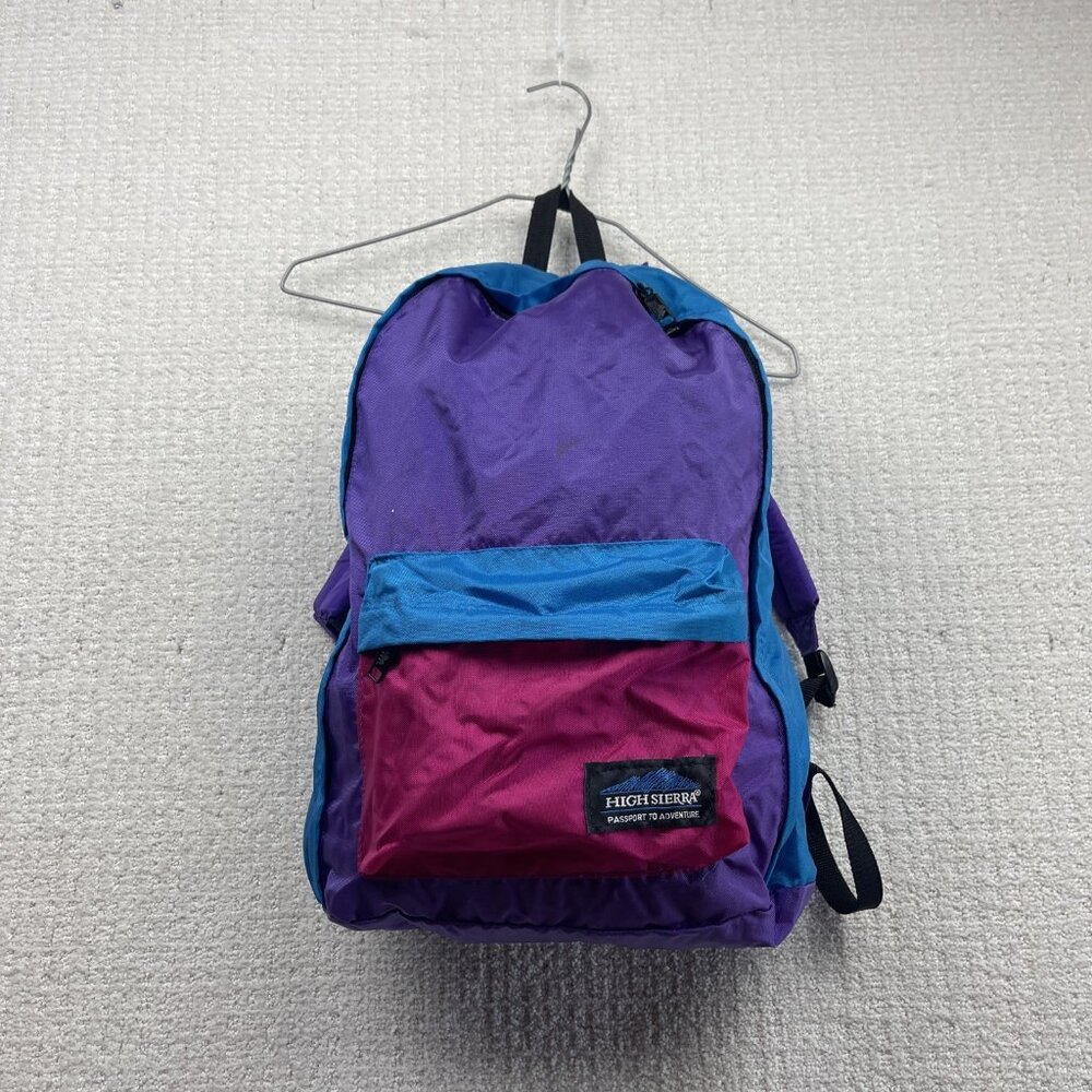 VTG High Sierra Blue / Purple Color Block 90s Hiking Backpack (Cotopaxi style)